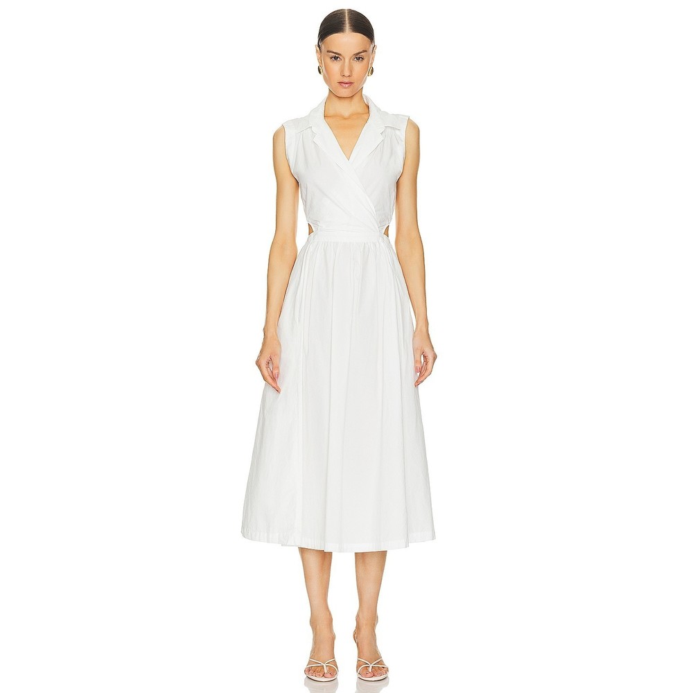 New Young, Fabulous & Broke Louisa Dress in Bone white cotton cut out maxi